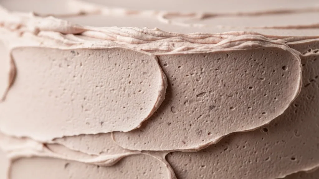 Nahaufnahme der glatt gestrichenen Creme einer Hunde Leberwurst Torte