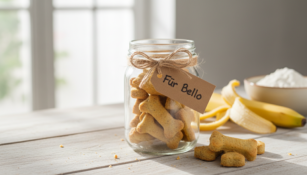 Selbstgebackene Hundekekse schön verpackt im Weckglas als Geschenkidee