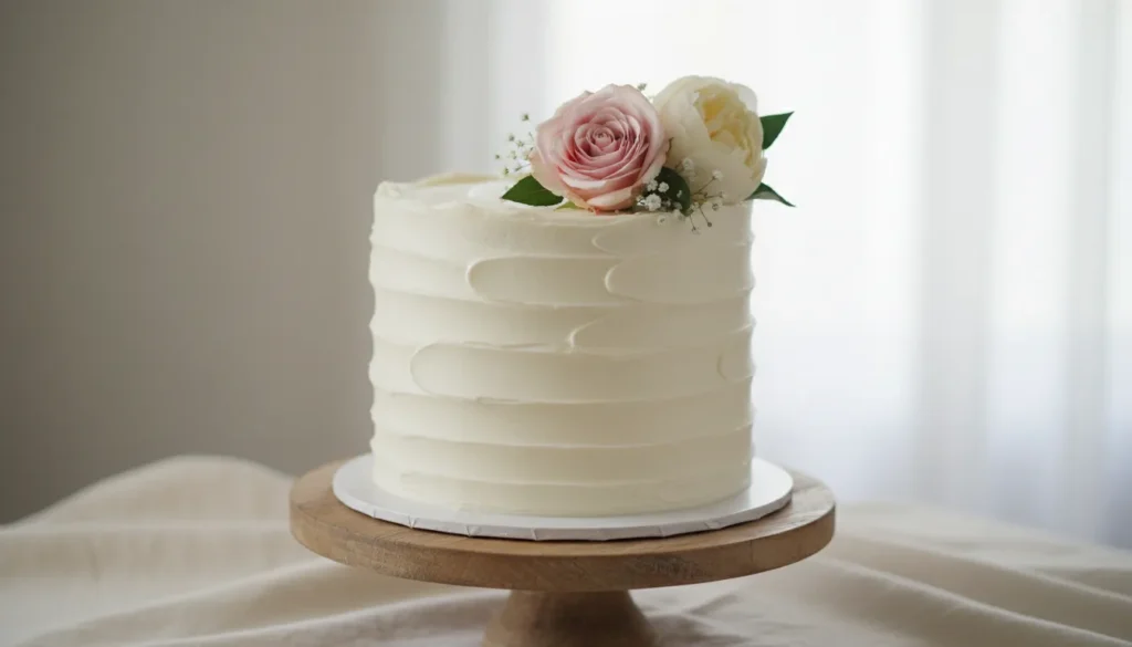 Elegant dekorierte Torte mit echten Blumen als natürlicher Blickfang.