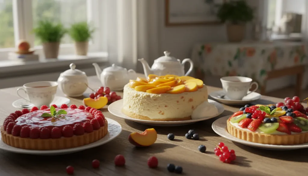 Beliebte Obsttorten mit cremiger Füllung und frischen Früchten.