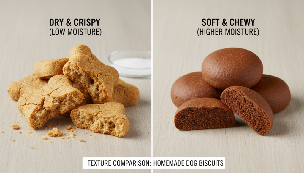 Trockene, knusprige Hundekekse mit geringer Feuchtigkeit für längere Haltbarkeit.
