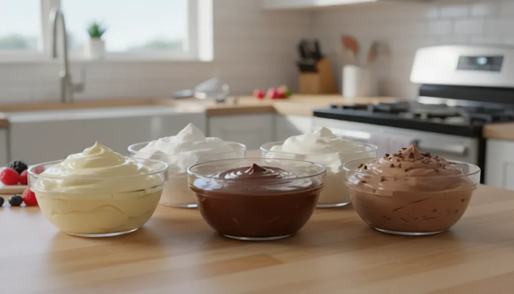 Verschiedene Cremes und Füllungen für Torten im Überblick.