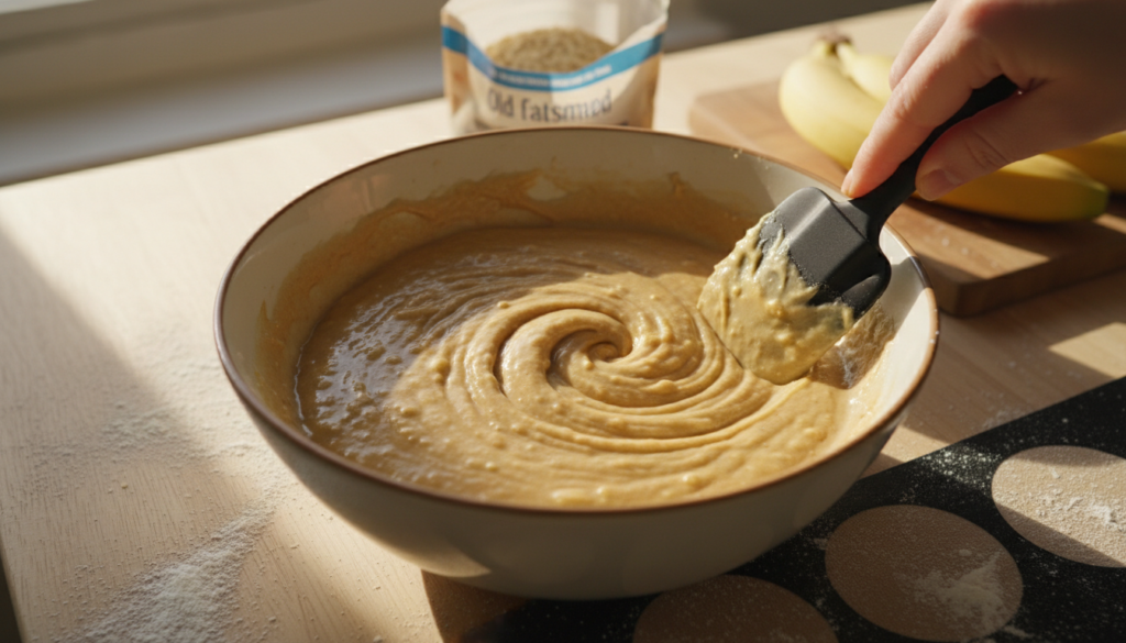 Teig für magenschonende Hundekekse aus Banane und Kartoffelmehl.